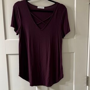 Emory Park Plum Criss-Cross Short Sleeve Tee